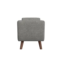 Gray Woven Storage Bench with Wood Legs