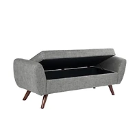 Gray Woven Storage Bench with Wood Legs