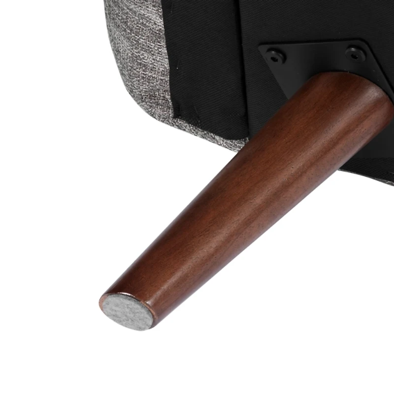 Gray Woven Storage Bench with Wood Legs