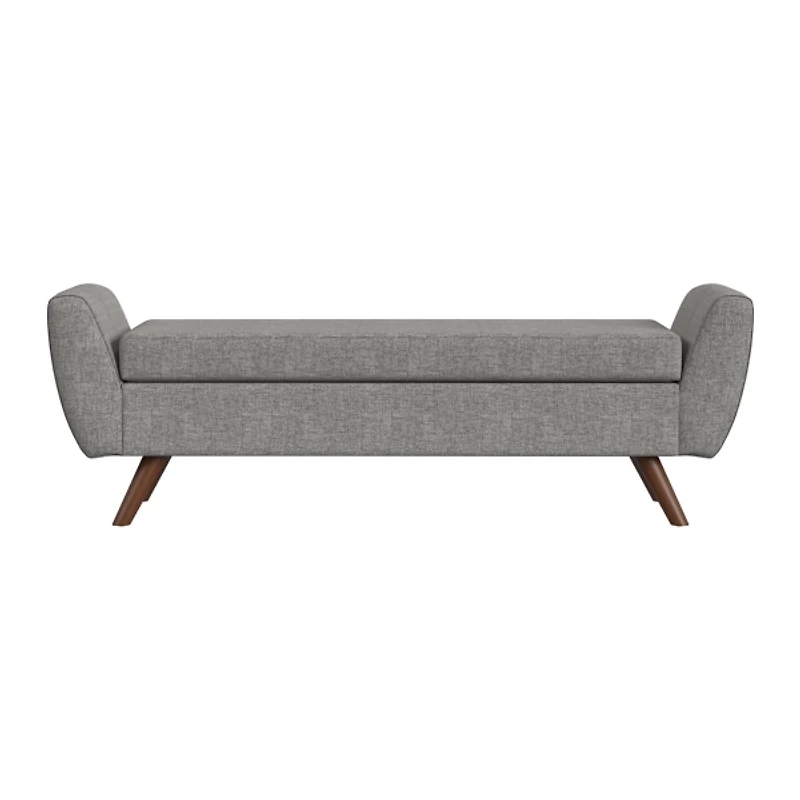 Gray Woven Storage Bench with Wood Legs