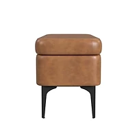 Rounded Caramel Faux Leather Storage Bench