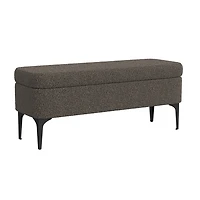 Rounded Dark Brown Boucle Storage Bench