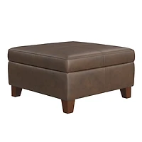 Brown Faux Leather Large Square Storage Ottoman