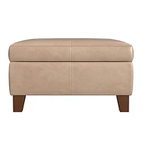 Sand Faux Leather Large Square Storage Ottoman