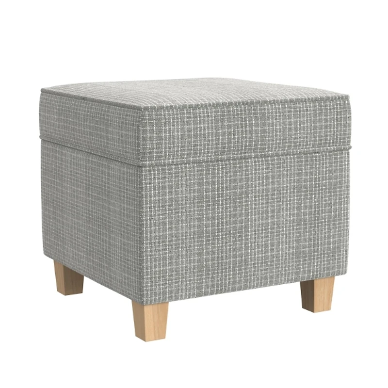 Sage Mini Grid Pattern Square Storage Ottoman
