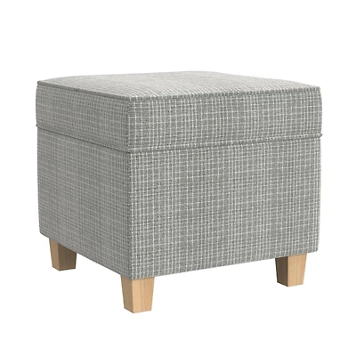 Sage Mini Grid Pattern Square Storage Ottoman