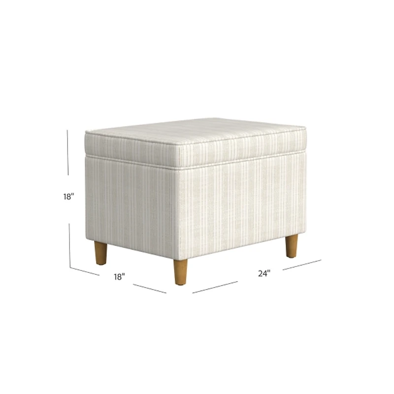 Marigold Pinstripe Upholstered Storage Ottoman