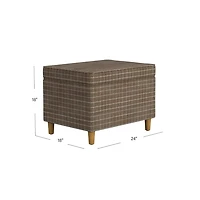 Brown Windowpane Upholstered Storage Ottoman