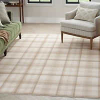 Beige & Ivory Plaid Grafix Area Rug