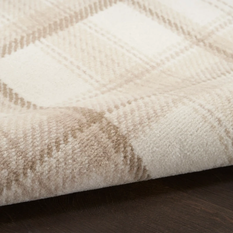 Beige & Ivory Plaid Grafix Area Rug
