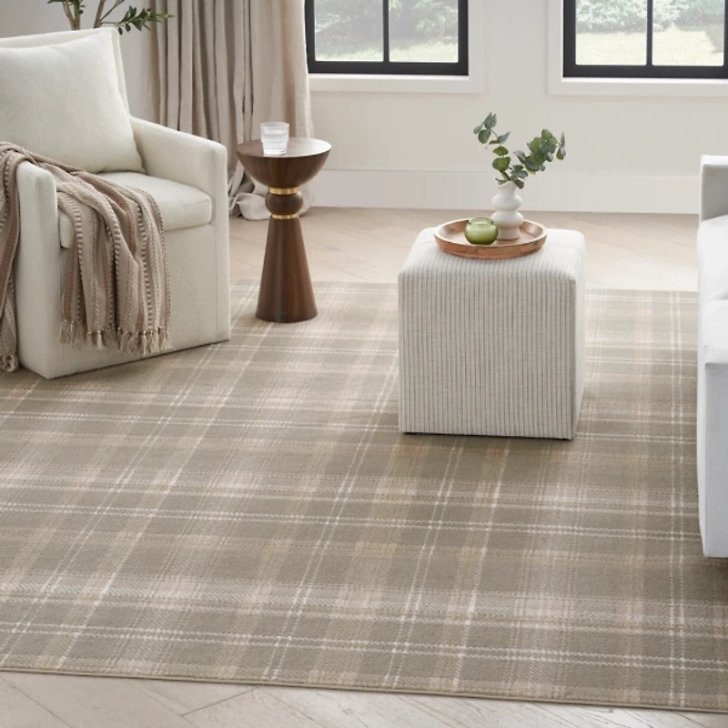 Olive Plaid Grafix Area Rug, 7x9