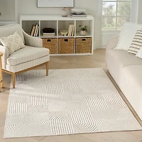 Beige Geometric Area Rug, 5x7
