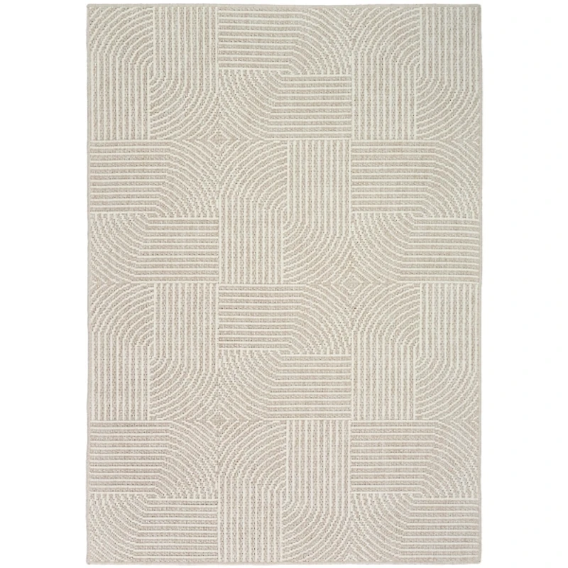 Beige Geometric Area Rug, 5x7