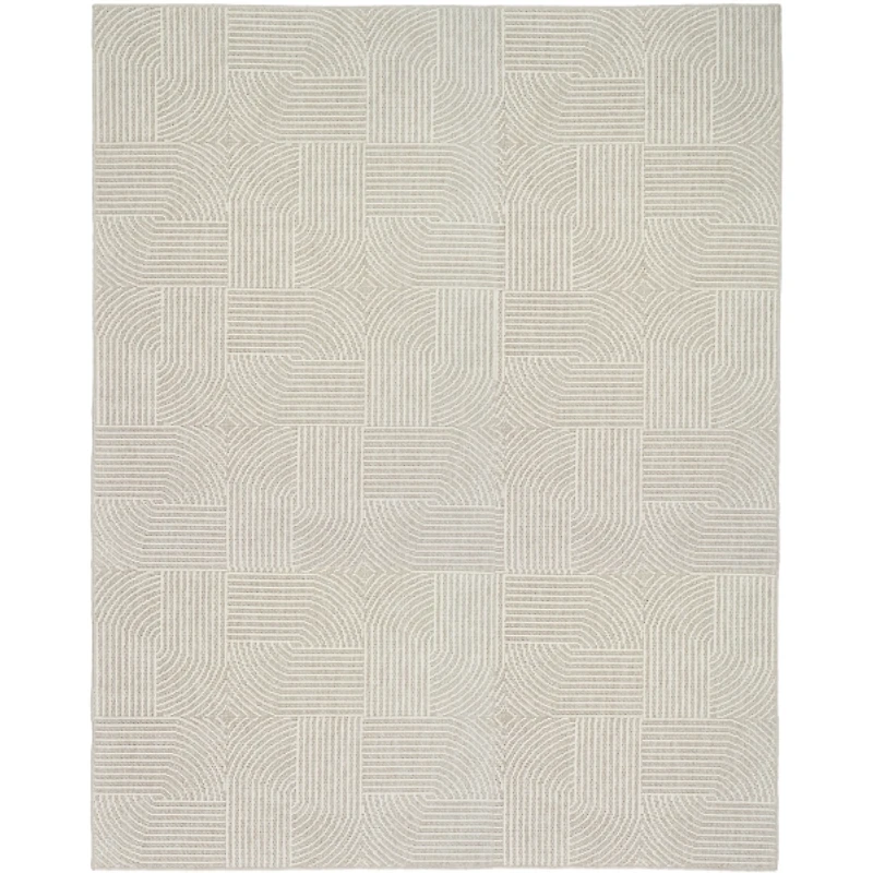 Beige Geometric Area Rug, 7x9