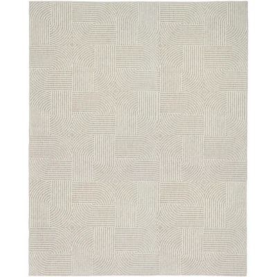 Beige Geometric Area Rug, 7x9