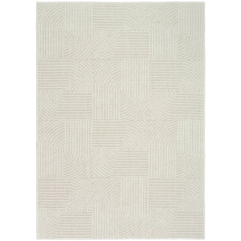 Ivory Geometric Area Rug, 5x7