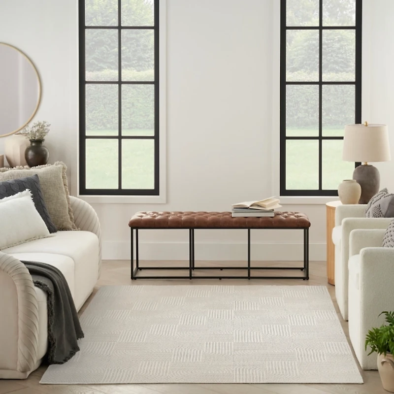 Ivory Geometric Area Rug, 7x9