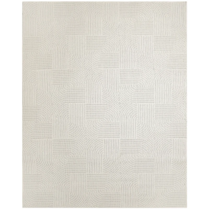 Ivory Geometric Area Rug, 7x9