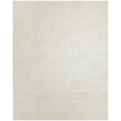 Ivory Geometric Area Rug, 7x9
