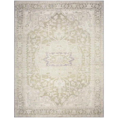 Green Vintage Medallion Washable Area Rug, 7x9