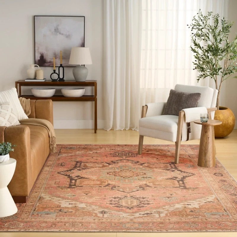 Center Medallion Washable Area Rug