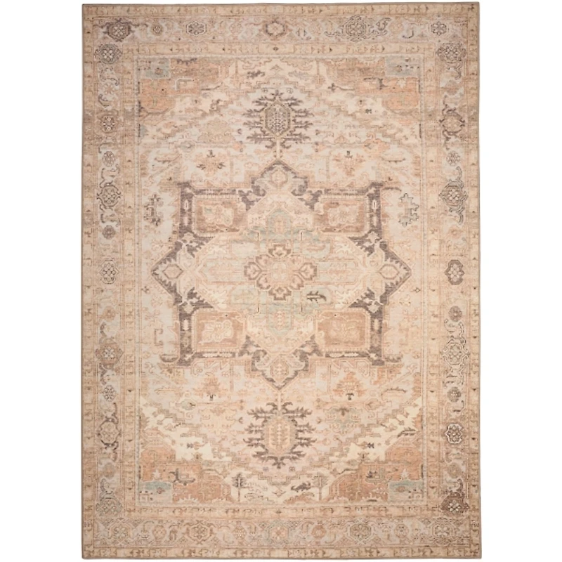 Ivory Center Medallion Washable Area Rug