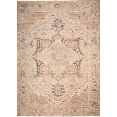 Ivory Center Medallion Washable Area Rug