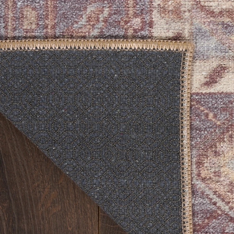 Purple & Ivory Medallion Washable Area Rug