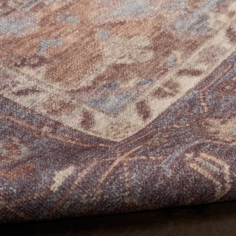 Purple & Ivory Medallion Washable Area Rug