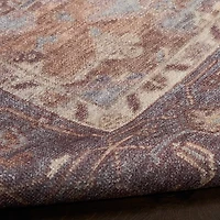 Purple & Ivory Medallion Washable Area Rug