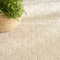 Ivory Floral Charm Washable Area Rug, 8x10