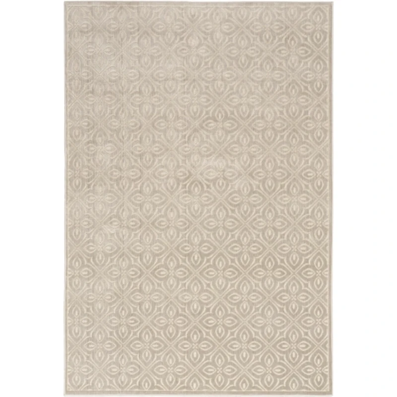 Silver Floral Charm Washable Area Rug, 5x7