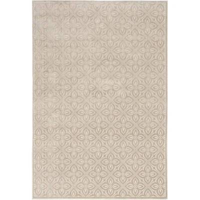 Silver Floral Charm Washable Area Rug, 5x7