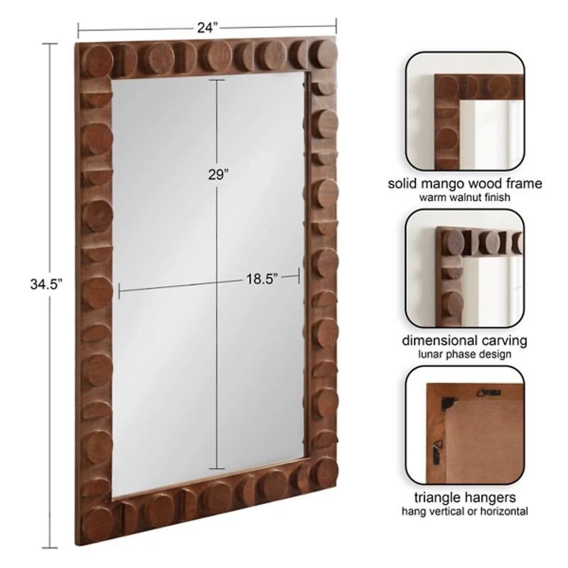 Walnut Wood Lunara Wall Mirror