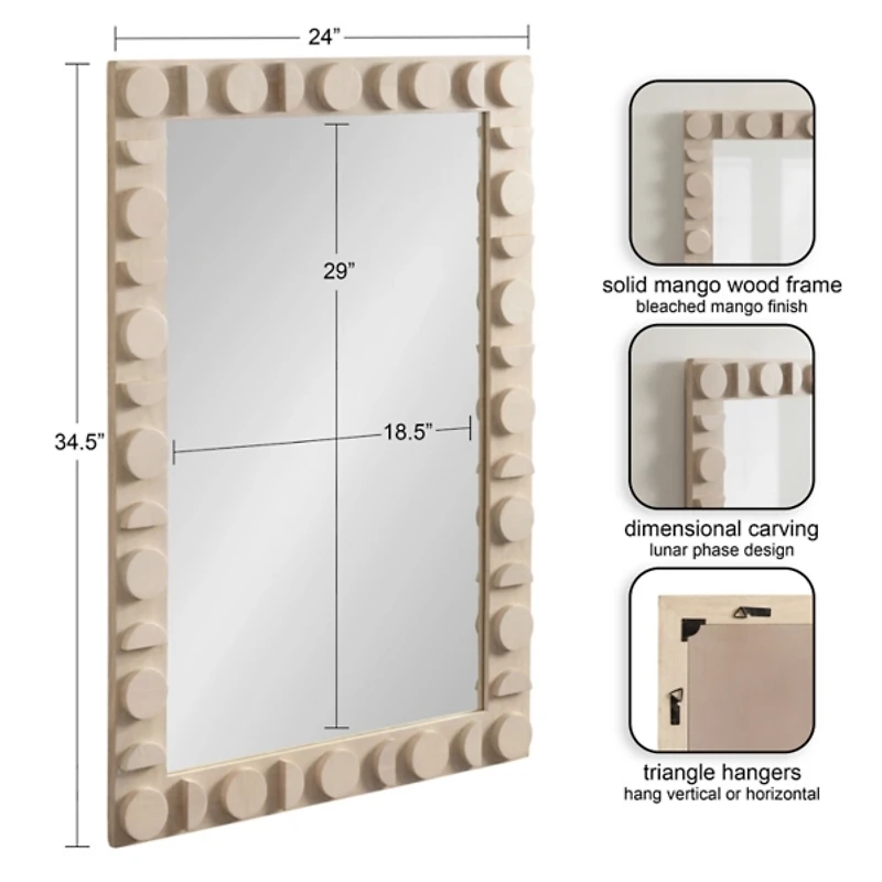 Ivory Wood Lunara Wall Mirror