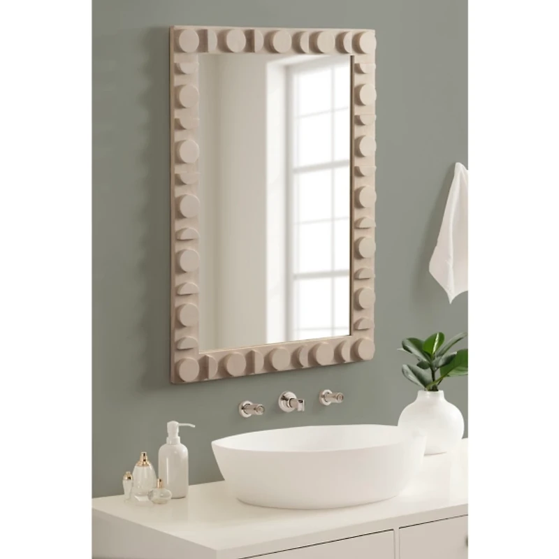 Ivory Wood Lunara Wall Mirror