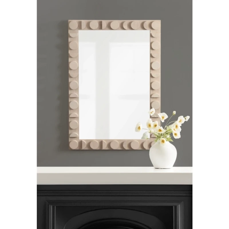 Ivory Wood Lunara Wall Mirror
