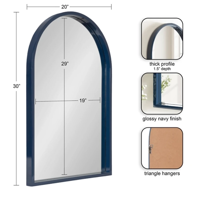 Navy Blue Arch Wood Wall Mirror