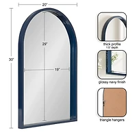 Navy Blue Arch Wood Wall Mirror
