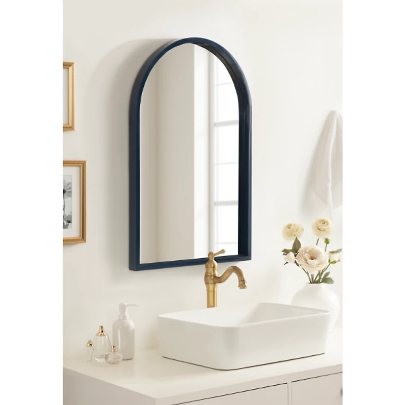Navy Blue Arch Wood Wall Mirror