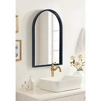 Navy Blue Arch Wood Wall Mirror