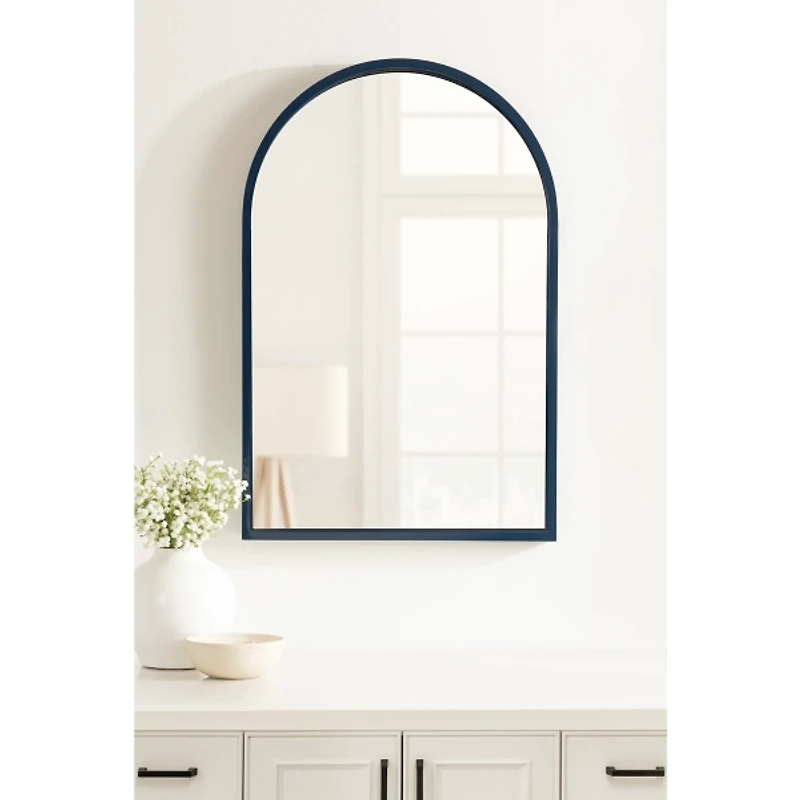 Navy Blue Arch Wood Wall Mirror