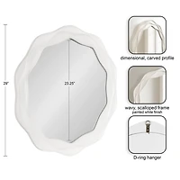 Round White Wavy Wall Mirror