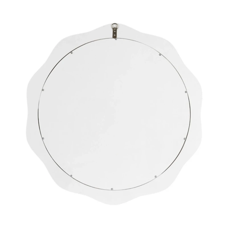 Round White Wavy Wall Mirror