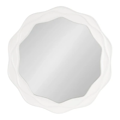 Round White Wavy Wall Mirror