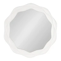 Round White Wavy Wall Mirror