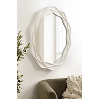 Round White Wavy Wall Mirror