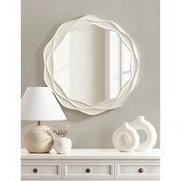 Round White Wavy Wall Mirror