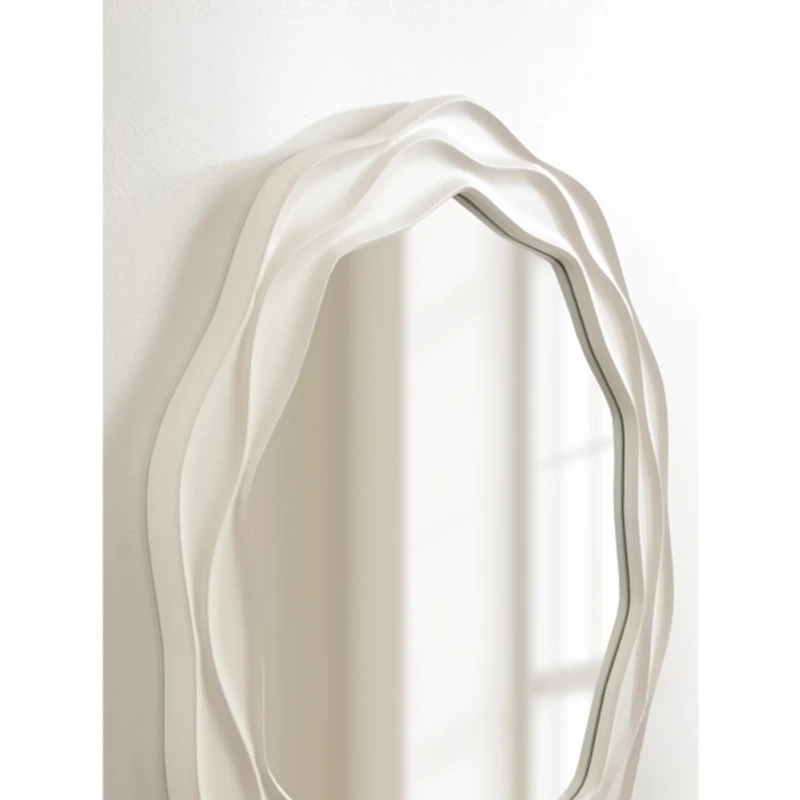 Round White Wavy Wall Mirror