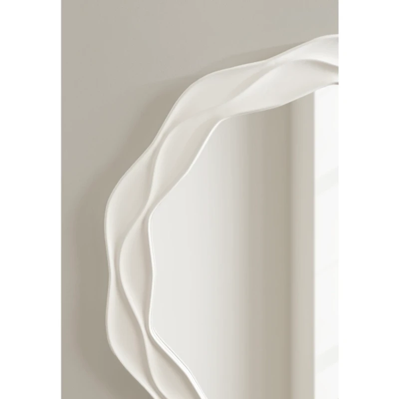 Round White Wavy Wall Mirror